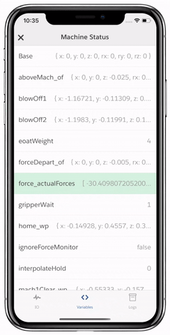 iPhone-Demo-Machine-Variables; cloud; IoT; Internet of Things; Industry 4.0; Cloud; Robotics, Hirebotics; urcap